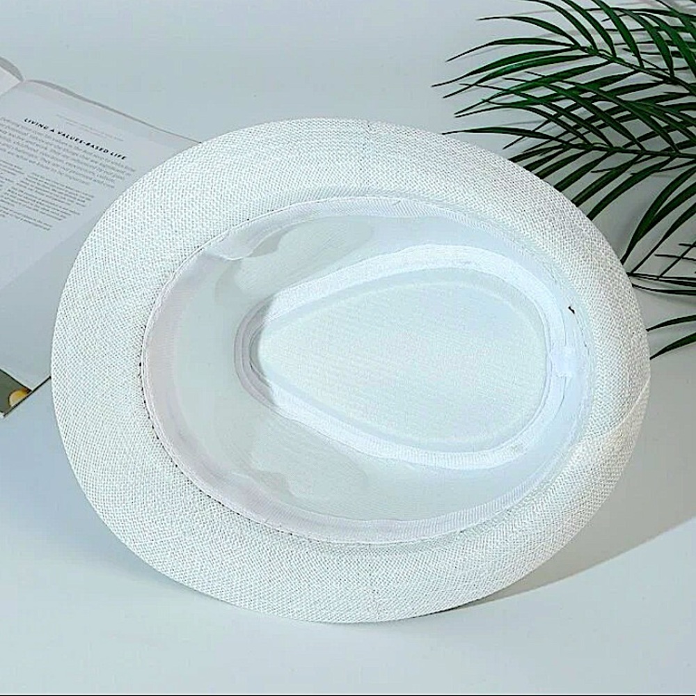 NEW FEDORA BELTED STUD WOVEN MINIMALIST HAT - Picture 4 of 4